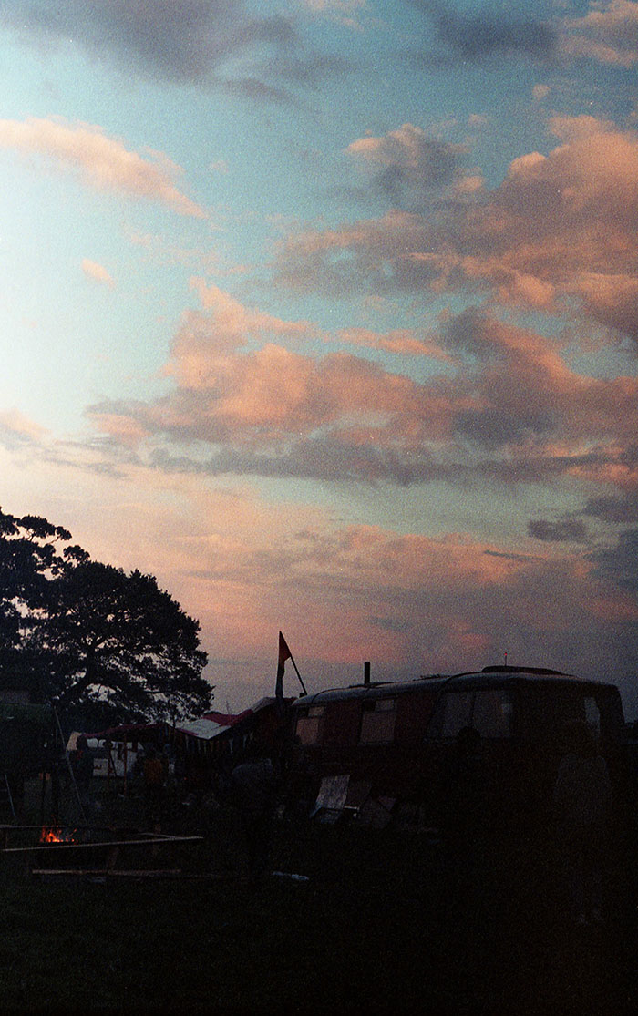 Sunset over the travellers vehicals